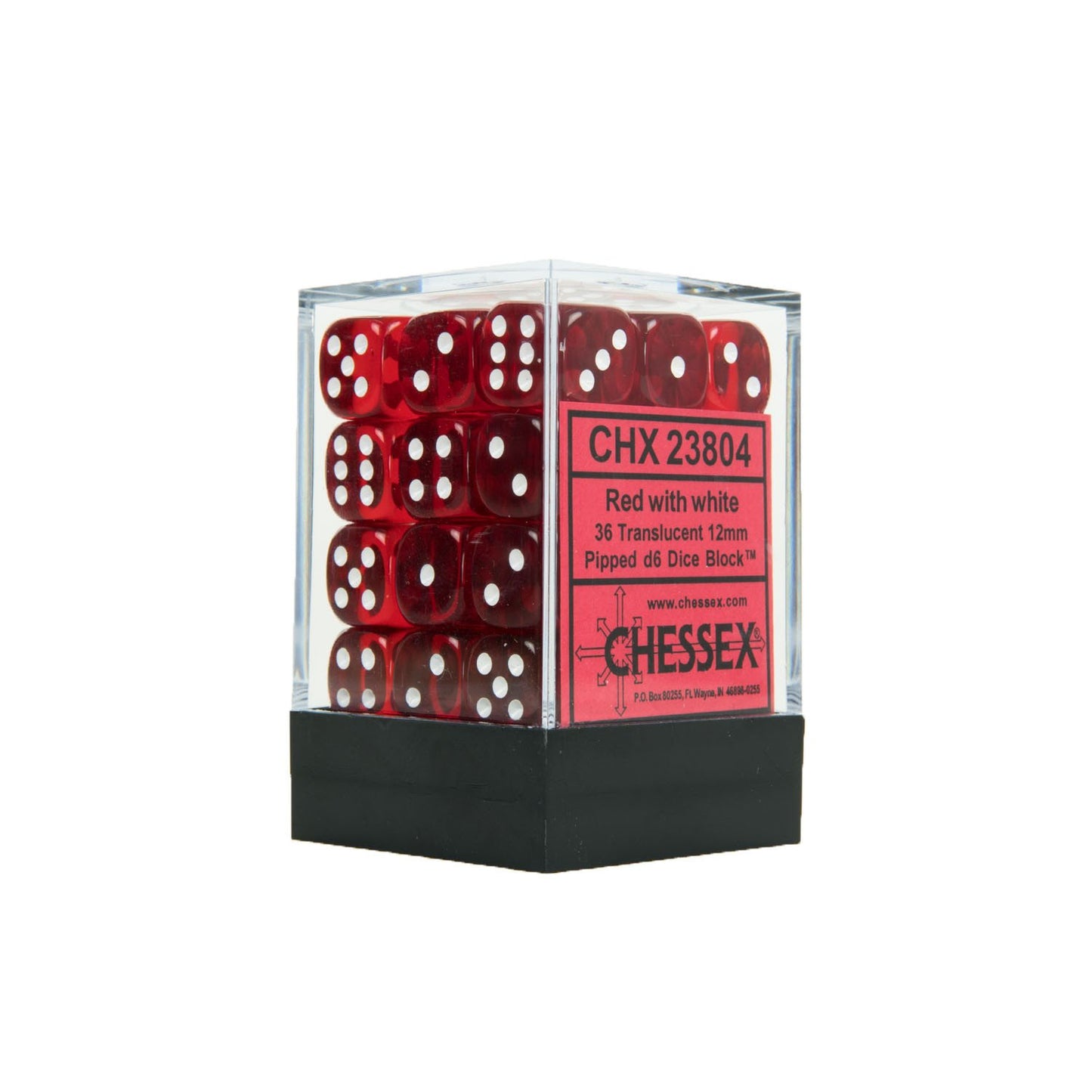 Translucent: Red/White 12mm D6 Dice Block (36)
