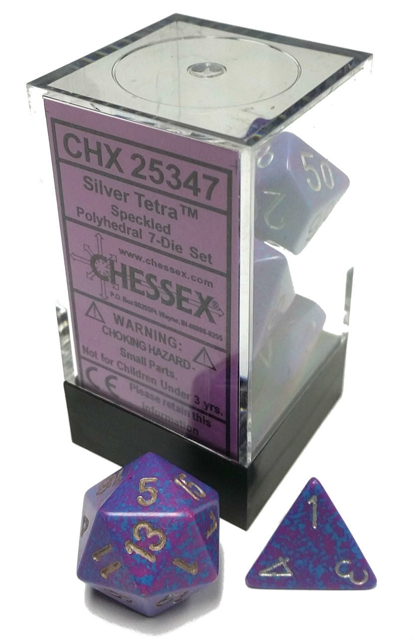 Speckled: Silver Tetra Polyhedral 7-Die Set