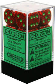 Speckled: Strawberry 16mm D6 Dice Block (12)