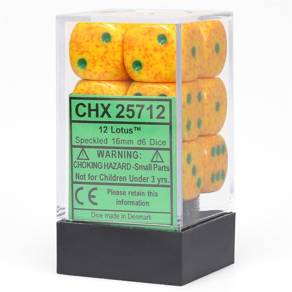 Speckled: Lotus 16mm D6 Dice Block (12)