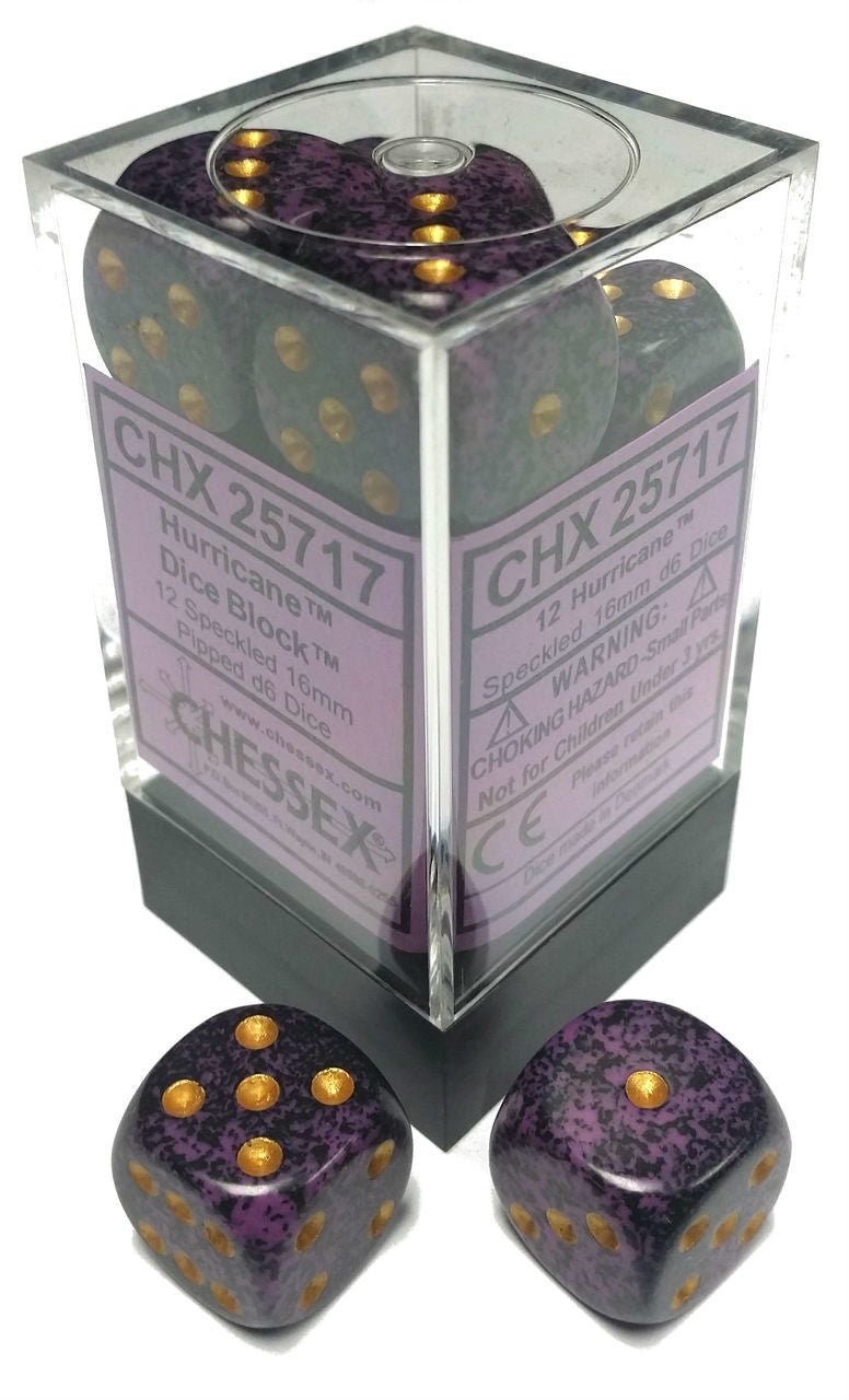 Speckled: Hurricane 16mm D6 Dice Block (12)