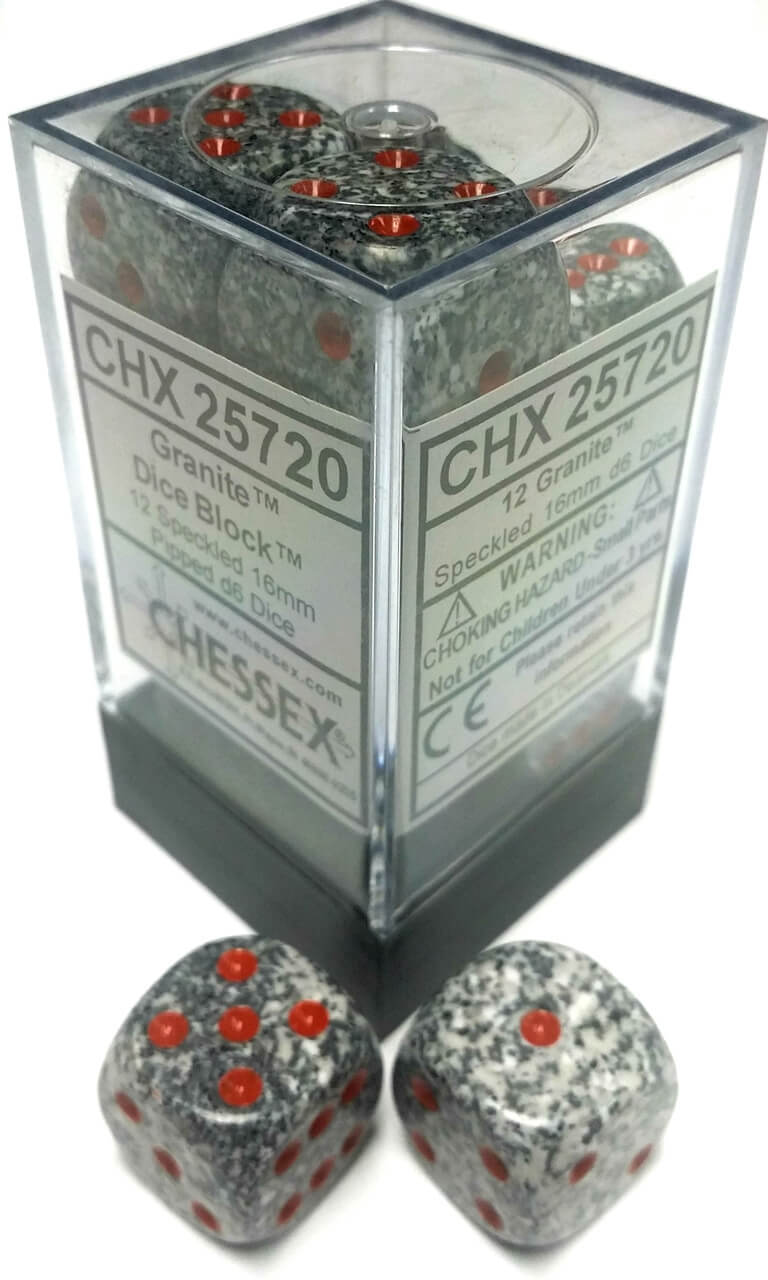 Speckled: Granite 16mm D6 Dice Block (12)