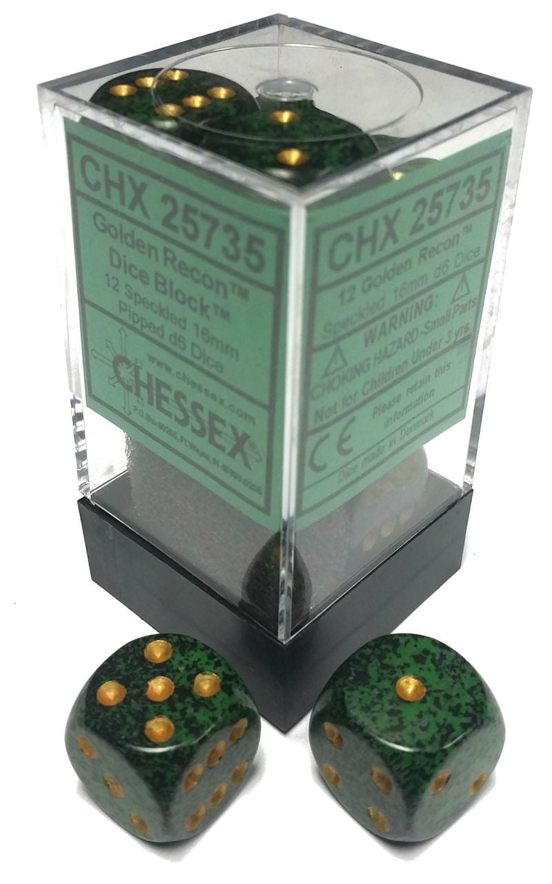 Speckled: Golden Recon 16mm D6 Dice Block (12)