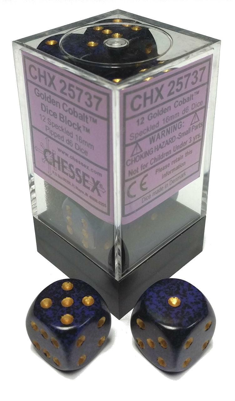 Speckled: Gold Cobalt 16mm D6 Dice Block (12)