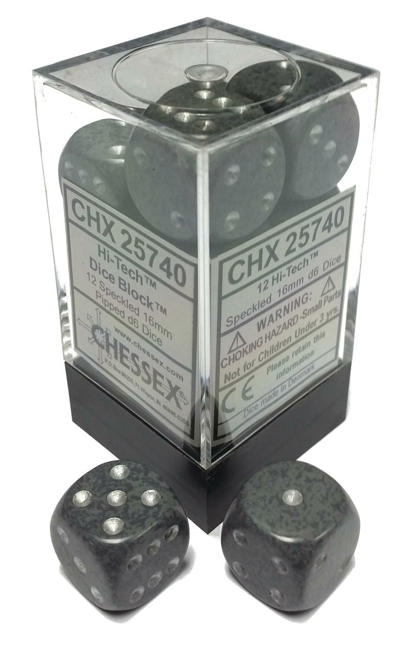 Speckled: Hi-tech 16mm D6 Dice Block (12)