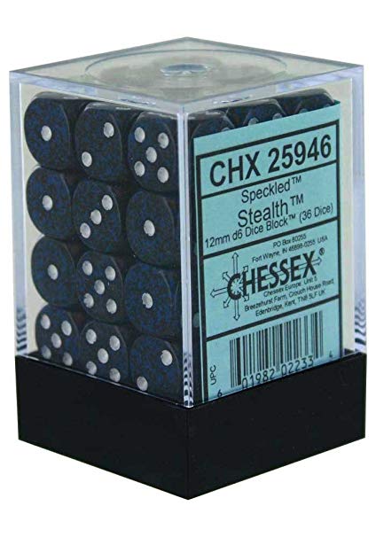 Speckled: Stealth 12mm D6 Dice Block (36)