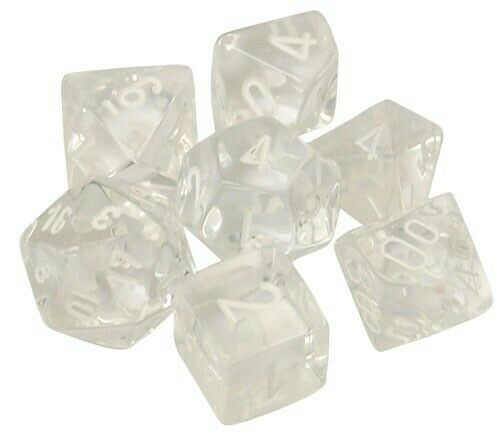 Translucent: Clear/White Polyhedral 7-Die Set