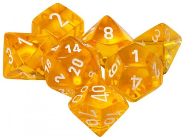 Translucent: Yellow/White Polyhedral 7-Die Set