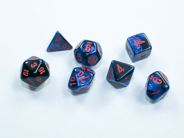 Gemini: Black-Starlight/red Mini-Polyhedral 7-Die Set