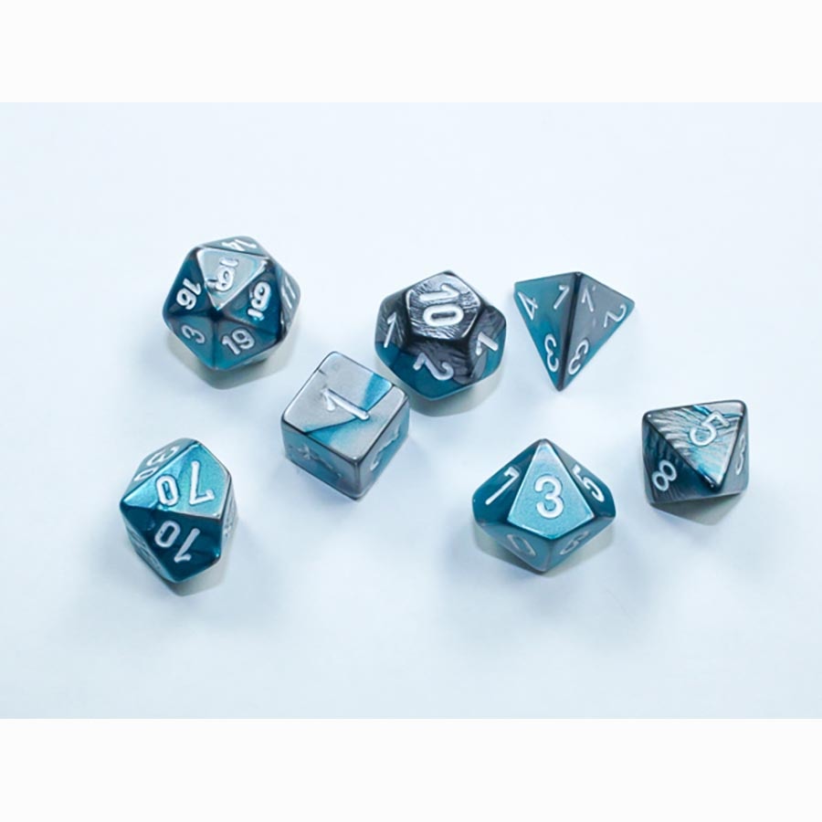 Gemini: Steel Teal/White Polyhedral 7-Die Set