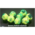 Gemini: Green Yellow/Silver 12mm D6 Dice Block (36)