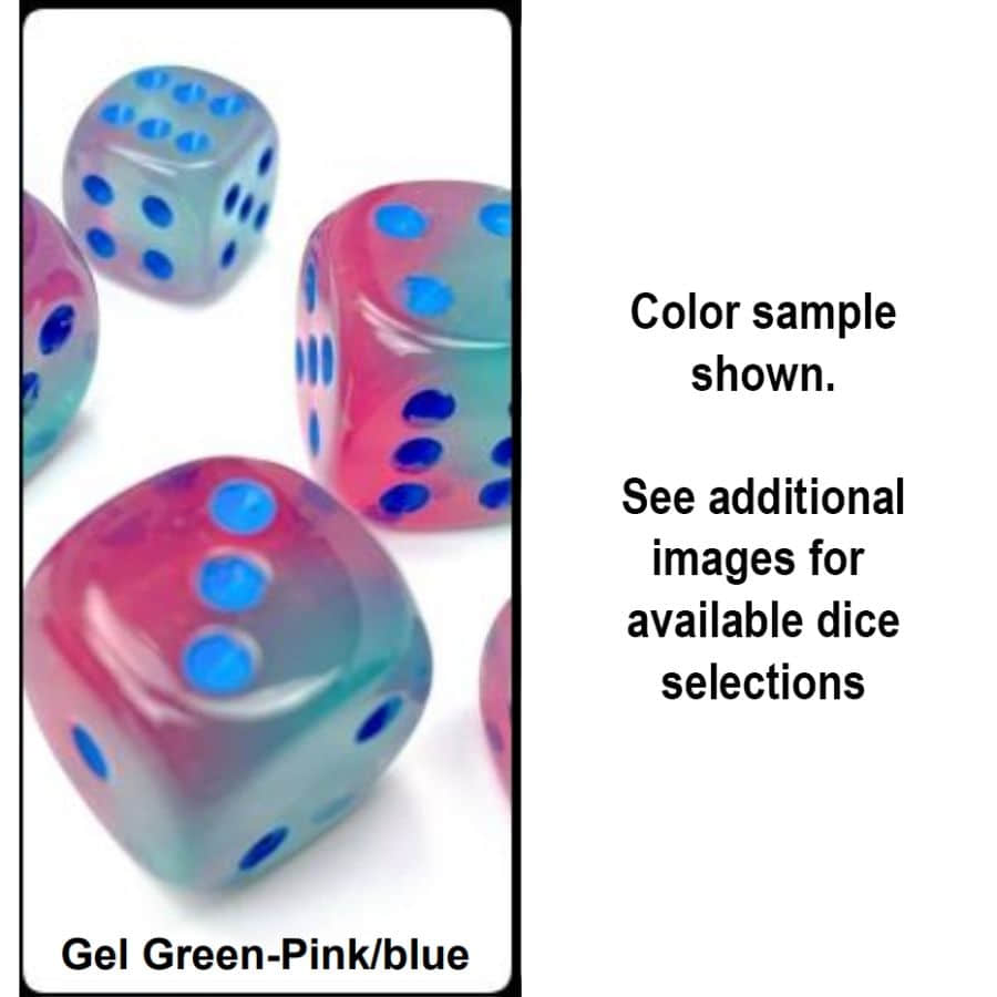 Gemini: Green-Pink/blue Luminary Polyhedral 7-Die Set