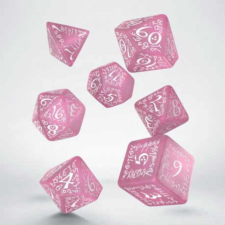 Elvish Dice Set Shimmering Pink & White (7)