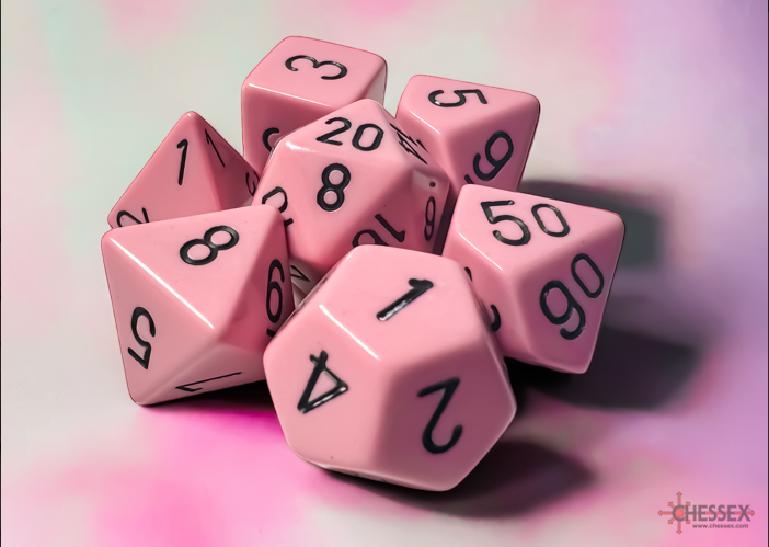 Opaque: Polyhedral Pastel Pink/black 7-Die Set