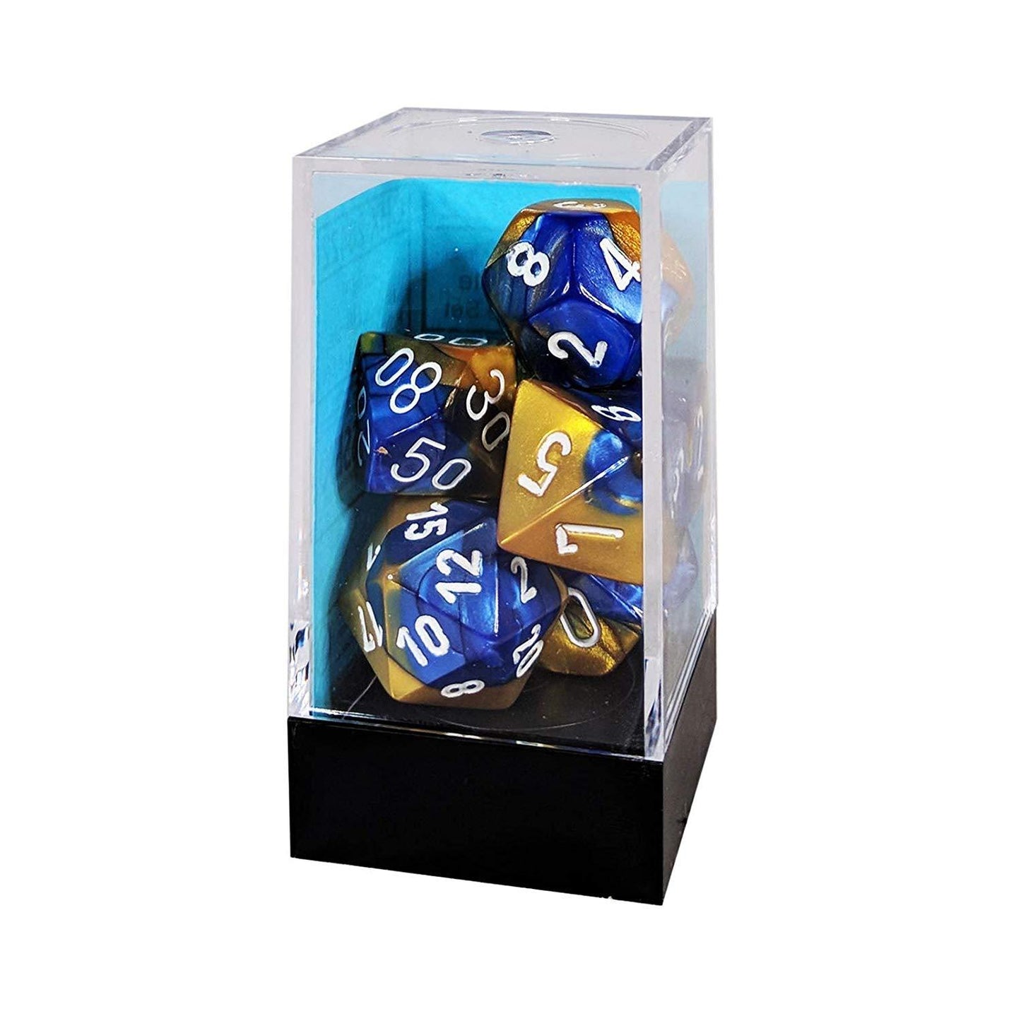 Gemini: Blue Gold/White Polyhedral 7-Die Set