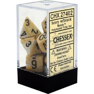 Marble: Ivory/Black Polyhedral 7-Dice Set