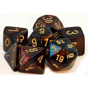 Scarab: Blue/Blood/Gold Polyhedral 7-Dice Set