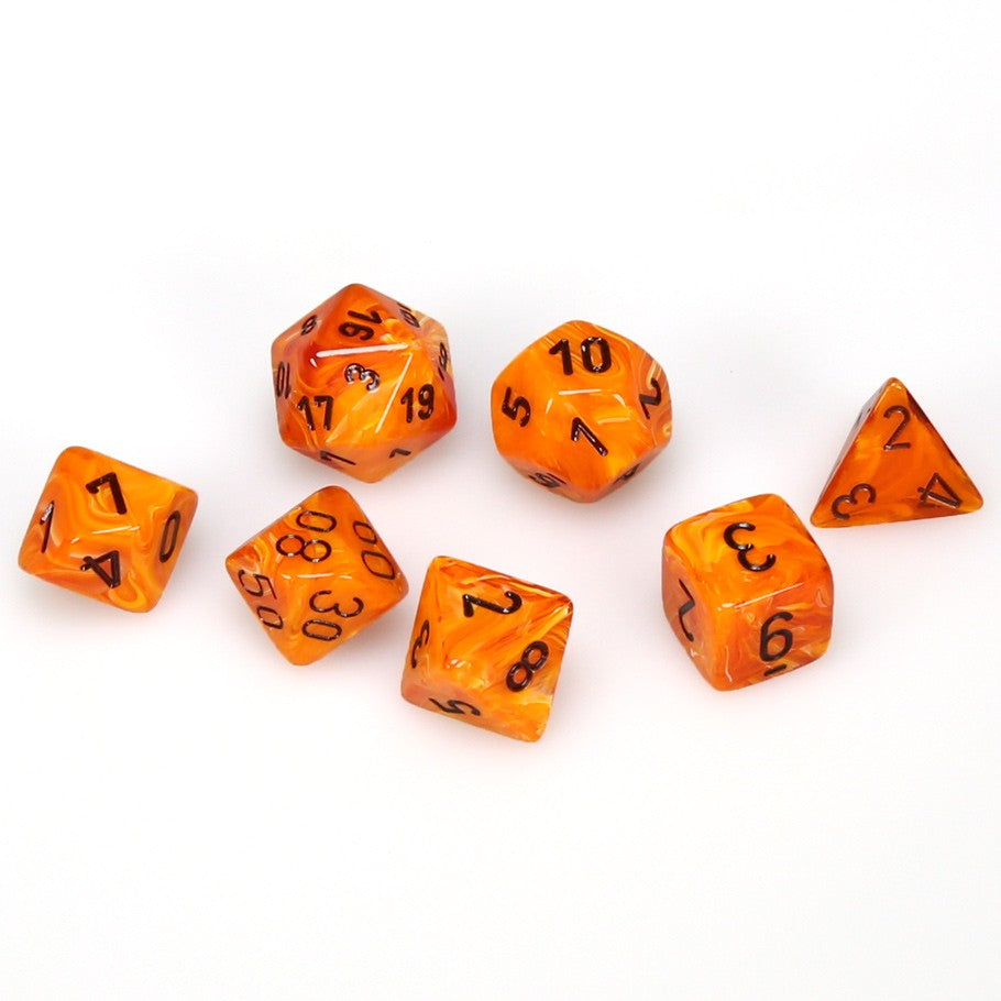 Vortex: Orange/Black Polyhedral 7-Dice Set
