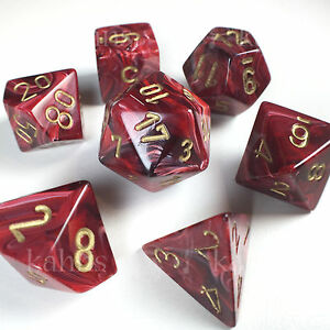 Vortex: Burgundy/Gold Polyhedral 7-Dice Set