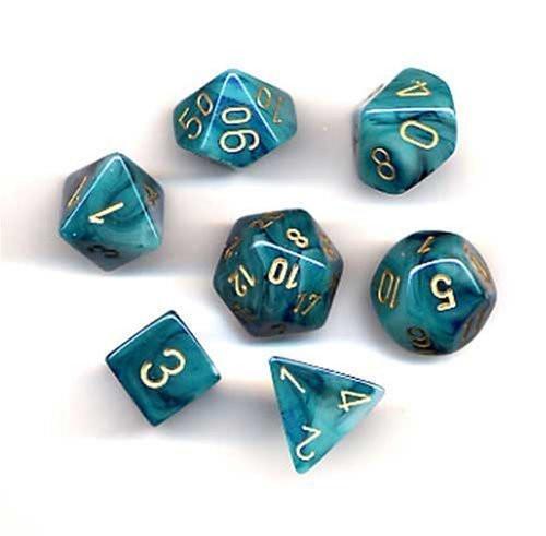 Phantom: Teal/Gold Polyhedral 7-Dice Set