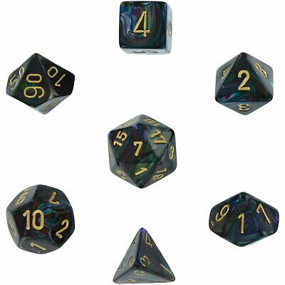 Lustrous: Shadow/Gold Polyhedral 7-Dice Set