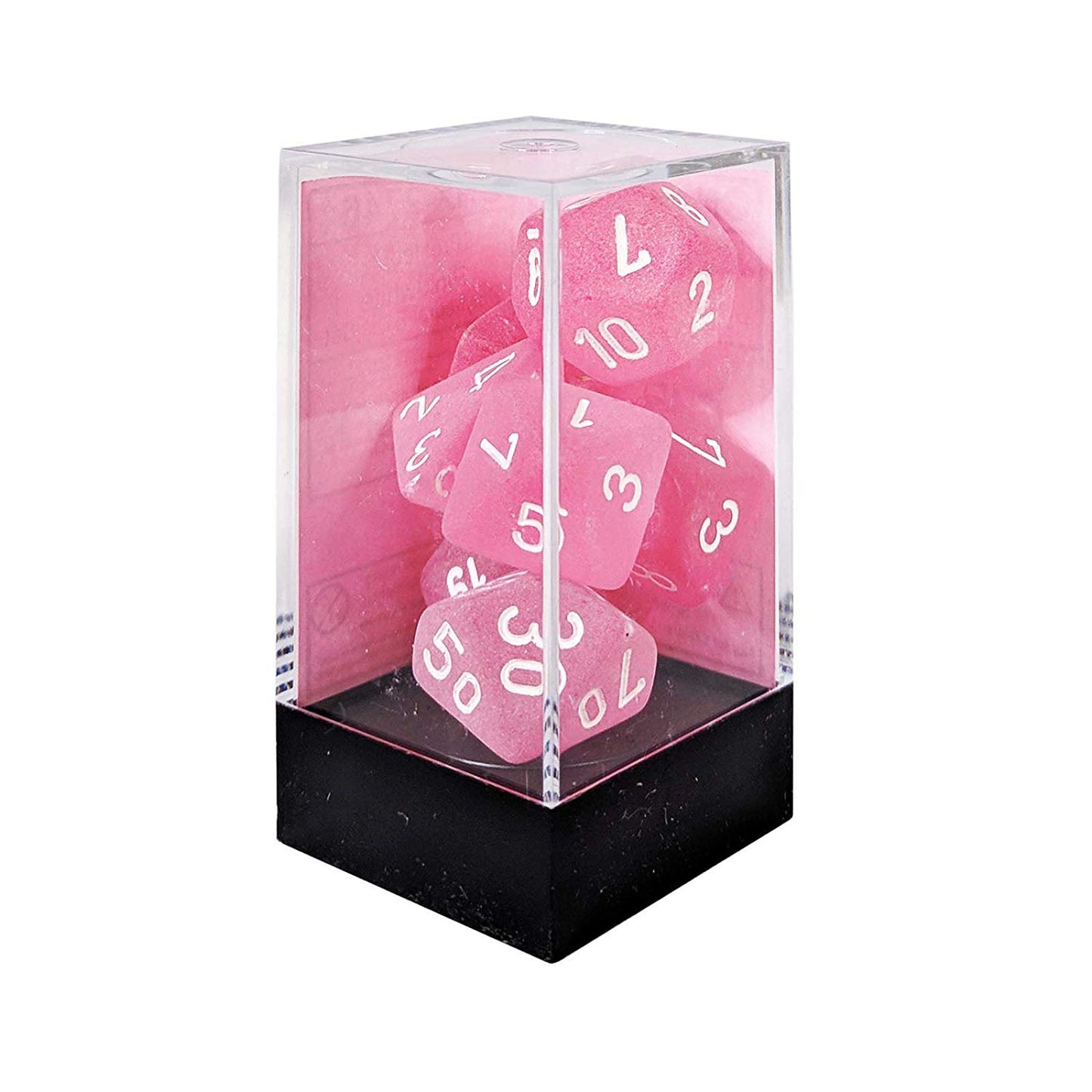 Frosted: Pink/White Polyhedral 7-Dice Set