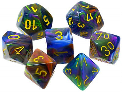 Festive: Rio/Yellow Polyhedral 7-Dice Set