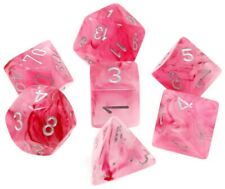 Ghostly Glow: Pink/Silver Polyhedral 7-Dice Set