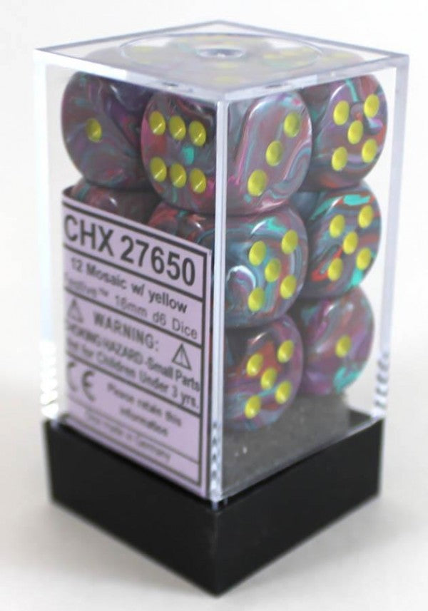 Festive: Mosaic Yellow 16mm D6 Dice Block (12)
