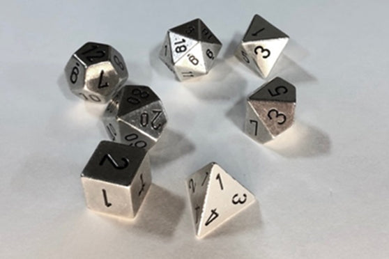 Solid Metal Silver Color Polyhedral 7-die set