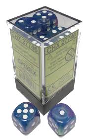 Festive: Waterlily/White 16mm D6 Dice Block (12)
