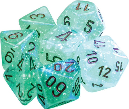Borealis: Light Green/gold Luminary Polyhedral 7-Die Set