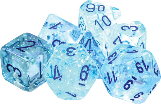 Borealis: Icicle/light blue Luminary Polyhedral 7-Die Set