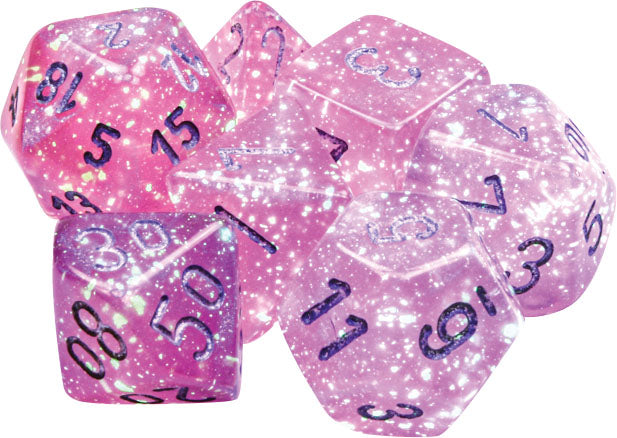 Borealis: Pink/silver Luminary Polyhedral 7-Die Set