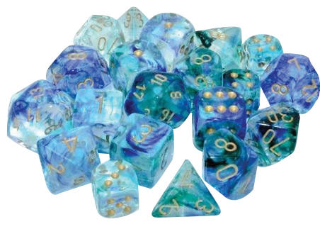 Nebula: Oceanic/gold Luminary Polyhedral 7-Die Set