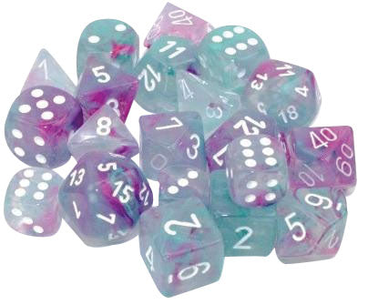 Nebula: Wisteria/white Luminary Polyhedral 7-Die Set