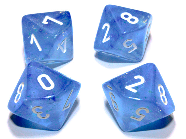 Borealis: Sky Blue/white Set of Ten d10 Dice