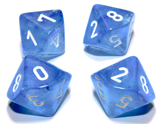 Borealis: Sky Blue/white Set of Ten d10 Dice