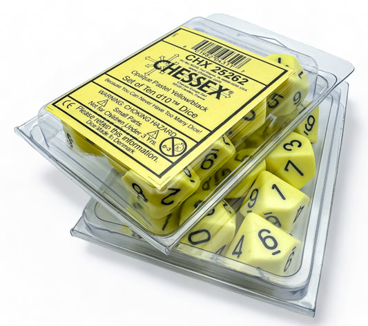 Opaque: Pastel Yellow/black Set of Ten d10s