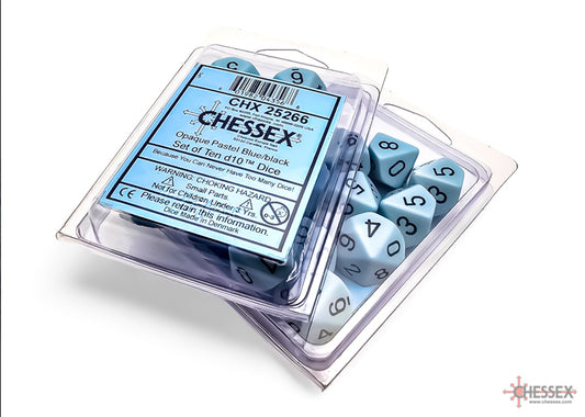Opaque: Pastel Blue/black Set of Ten d10s