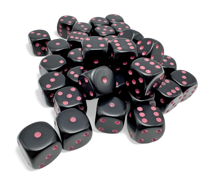 Opaque: 12mm d6 Black/pink Dice Block (36)