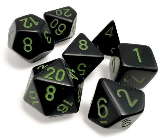 Opaque: Black/green Polyhedral 7-Die Set