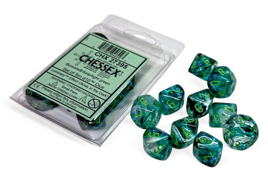 Borealis: Kelp/light green Luminary Set of Ten d10s