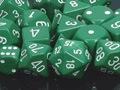 Opaque: Green/White Polyhedral 7-Die Set