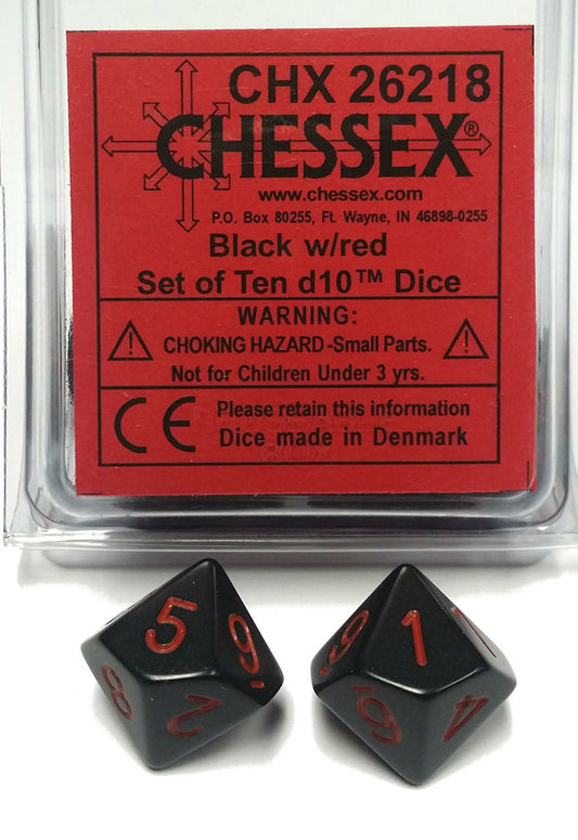 Opaque: Poly D10 Black/Red (10)
