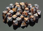 Gemini: Copper-Steel/White 12mm D6 Dice Block (36)