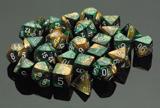 Gemini: Gold-Green/White 12mm D6 Dice Block (36)