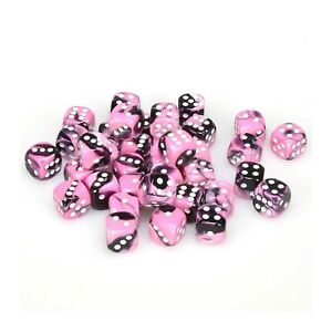 Gemini: Black Pink/White 12mm D6 Dice Block (36)