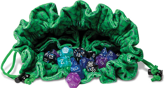 Velvet Compartment Dice Bag with Pockets: Dragon Storm Green