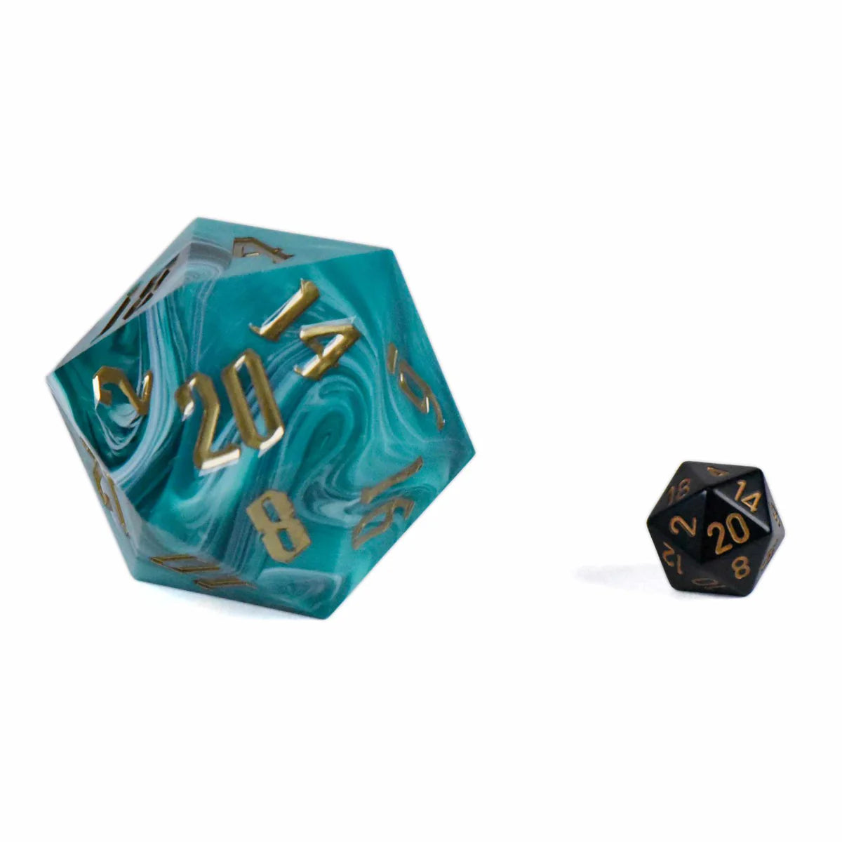 55mm D20 Marbled Aqua (Sharp Edged)